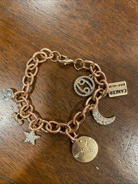 Cancer Zodiac Charm Bracelet in Rose Gold Tone